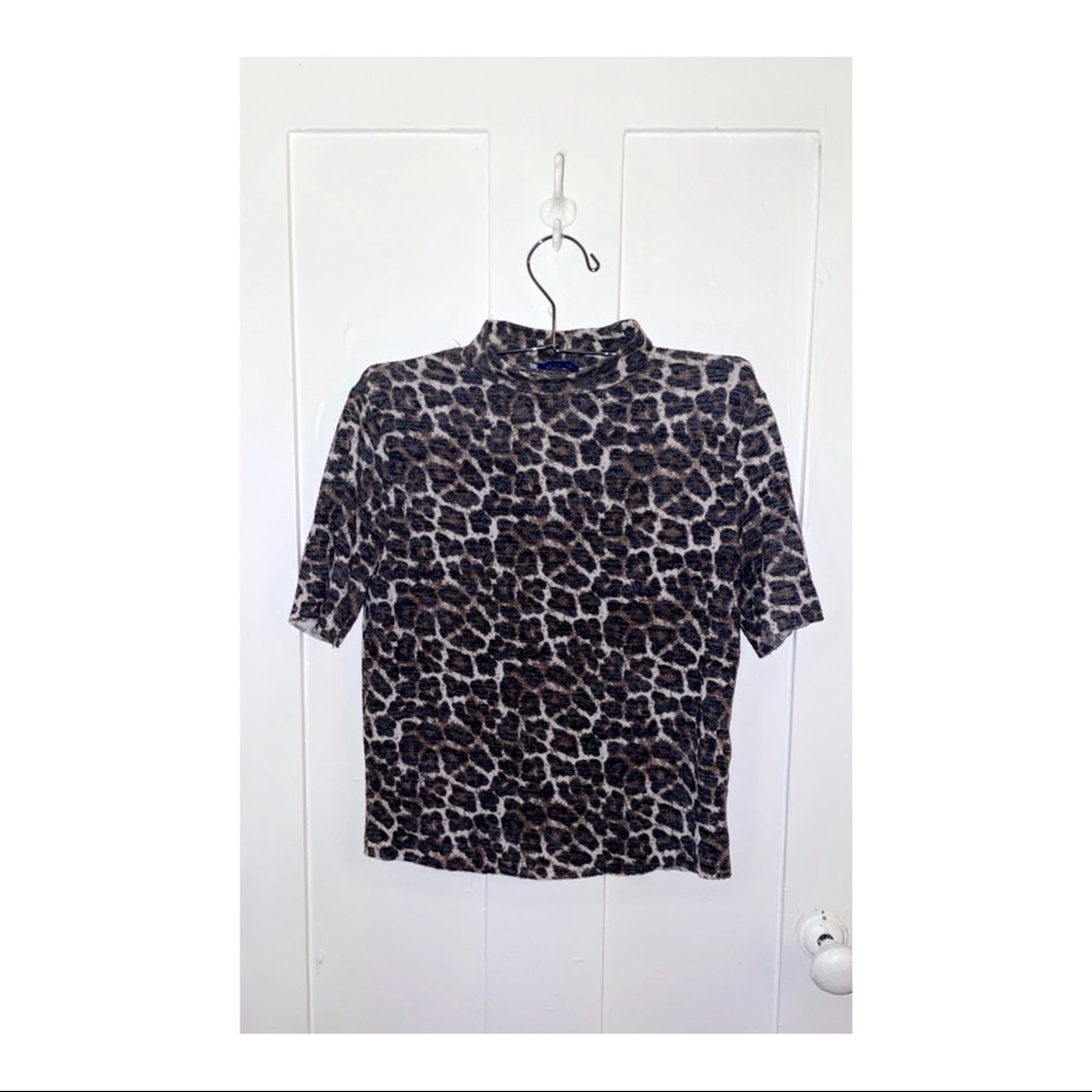 Leopard mock neck top